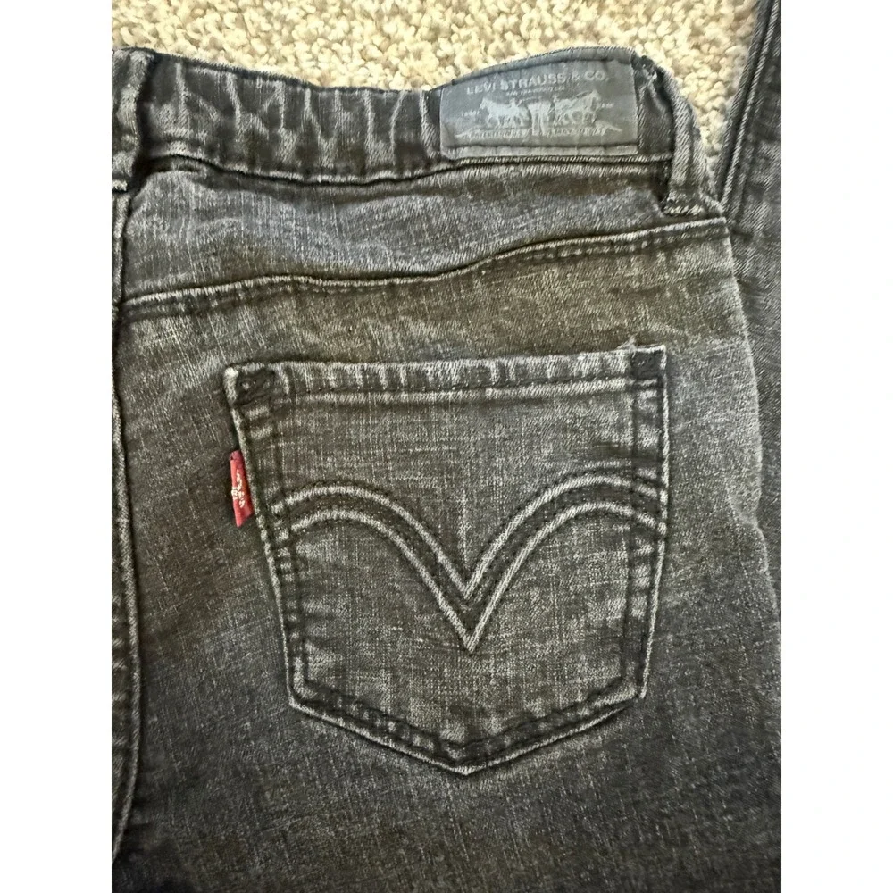 Vintage Levis Kids straight Fit Jeans Gray Charcoal Stretch Denim Size 10
